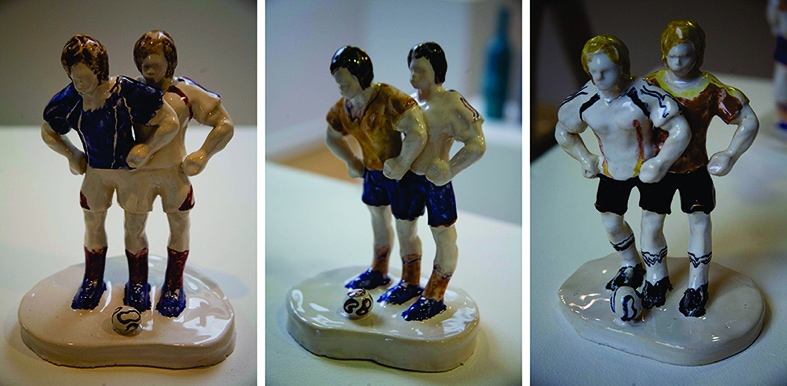 Liliana Basarab: Different Teams (Footballers), 2008, ceramic objects, from the series Accidents, Mutations and Mistakes
