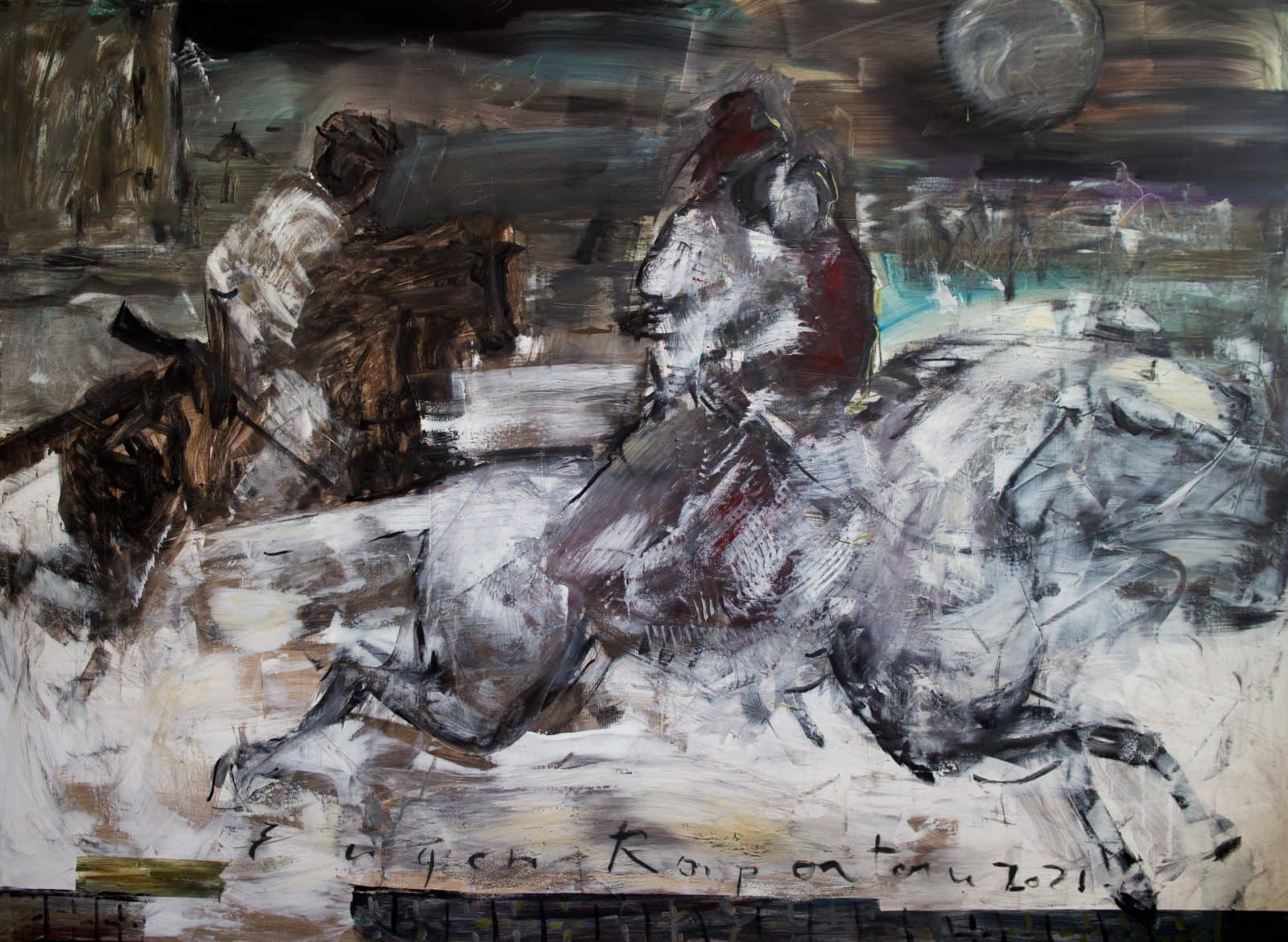 Eugen Raportoru ”The Abduction from the Seraglio”, 2021, oil on canvas, 190 x 260 cm, courtesy of Ilina Schileru